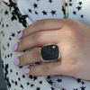 Rectangular Black Drusy and Diamond Ring